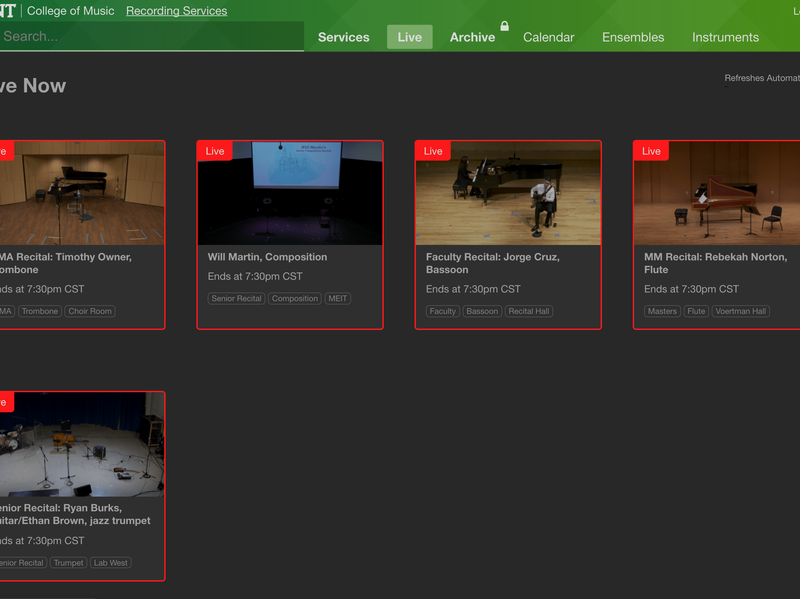 website, five live events at once.